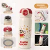 Crayon pequeño nuevo dibujo animado vaso térmico tres tapa multicolor diseño impreso para niños estudiantes portátil doble bebida vaso térmico 500ml Specification image
